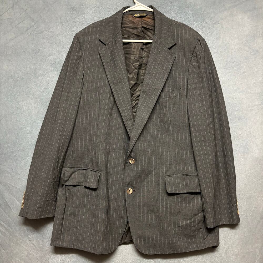 Patrick James Pin Stripe Blazer Jacket 44R 2 Buttons 100% Pure Wool Professional